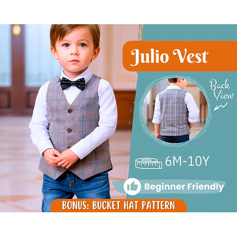 Vest Sewing Pattern for Kids, Kids Vest, Kids Pattern, PDF Pattern, Beginner Pattern, Sewing Pattern Toddlers, Kids Elegant Vest Pattern