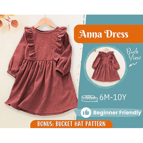 Dress Sewing Pattern for Kids, Dress Pattern, Kids Pattern, Easy PDF Pattern, Beginner Pattern, Sewing Pattern Toddlers, Baby Sewing Pattern