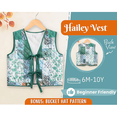Vest Sewing Pattern for Kids, Kids Vest, Kids Pattern, PDF Pattern, Beginner Pattern, Sewing Pattern Toddlers, Quilted Vest Pattern