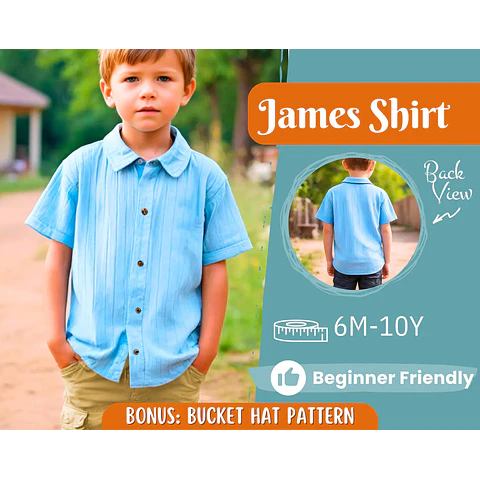 Shirt Sewing Pattern for Kids, Boy's Shirt Pattern, Kids Pattern, PDF Pattern, Beginner Pattern, Sewing Pattern Toddlers, Kids Shirt Pattern