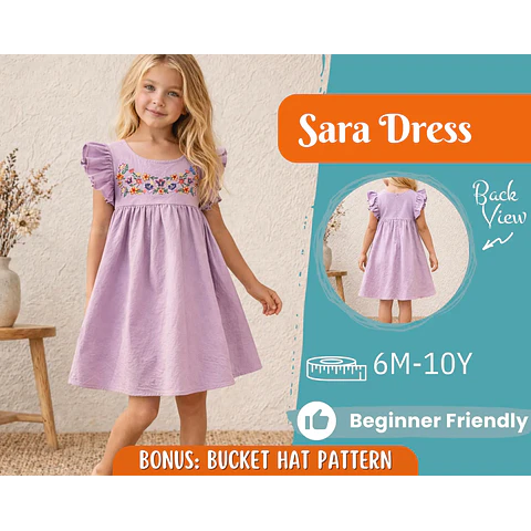 Dress Sewing Pattern for Kids, Dress Pattern, Kids Pattern, Summer Dress Pattern, Beginner Pattern, Sewing Pattern Toddlers, Baby Pattern