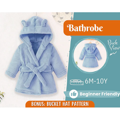 Bathrobe Sewing Pattern for Kids, Hooded Bathrobe, Kids Pattern, PDF Pattern, Beginner Pattern, Sewing Pattern Toddlers, Teddy Bathrobe