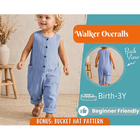 Overalls Sewing Pattern for Kids, Overalls Pattern, Kids Pattern, Jumpsuit Pattern, Beginner Pattern, Sewing Pattern Toddlers, Baby Pattern
