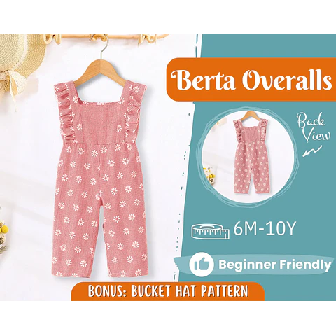 Overalls Sewing Pattern for Kids, Overalls Pattern, Kids Pattern, Jumpsuit Pattern, Beginner Pattern, Sewing Pattern Toddlers, Baby Pattern