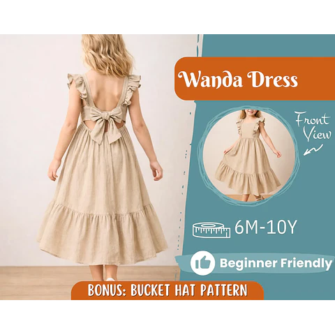 Dress Sewing Pattern for Kids, Dress Pattern, Kids Pattern, Long Dress Pattern, Beginner Pattern, Sewing Pattern Toddlers, PDF Pattern