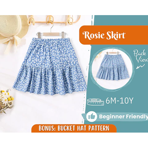 Skirt Sewing Pattern for Kids, Skirt Pattern, Kids Pattern, PDF Pattern, Beginner Pattern, Sewing Pattern Toddlers, Baby Pattern, Girl Skirt