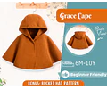 Cape Sewing Pattern for Kids, Capelet Pattern, Kids Pattern, Easy PDF Pattern, Beginner Pattern, Sewing Pattern Toddlers, Baby Pattern