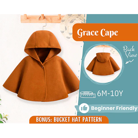 Cape Sewing Pattern for Kids, Capelet Pattern, Kids Pattern, Easy PDF Pattern, Beginner Pattern, Sewing Pattern Toddlers, Baby Pattern