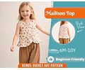 Top Sewing Pattern for Kids, Top Pattern, Kids Pattern, Girl Pattern, Beginner Pattern, Sewing Pattern Toddlers, PDF Pattern