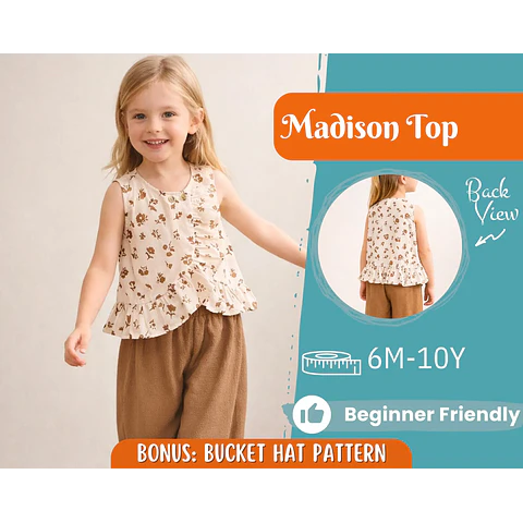 Top Sewing Pattern for Kids, Top Pattern, Kids Pattern, Girl Pattern, Beginner Pattern, Sewing Pattern Toddlers, PDF Pattern