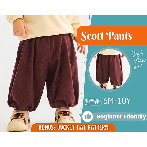 Baggy Pants Sewing Pattern for Kids, Elastic Waistband Pants, Kids Pattern, Baby Sewing Pattern, Beginner Pattern, Sewing Pattern Toddlers