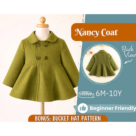 Coat Sewing Pattern for Kids, Girl Coat Pattern, Kids Pattern, PDF Pattern, Beginner Pattern, Sewing Pattern Toddlers, Kids Jacket Pattern