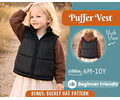 Puffer Vest Sewing Pattern for Kids, Puffer Vest, Kids Pattern, PDF Pattern, Beginner Pattern, Sewing Pattern Toddlers, Kids Jacket Pattern