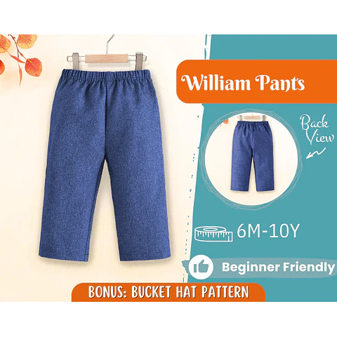 Pants Sewing Pattern for Kids, Elastic Waistband Pants Pattern, Kids Pattern, Baby Sewing Pattern, Beginner Pattern, Sewing Pattern Toddlers