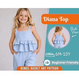 Top Sewing Pattern for Kids, Top Pattern, Kids Pattern, Girl Pattern, Beginner Pattern, Sewing Pattern Toddlers, PDF Pattern, Easy Pattern