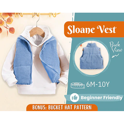 Puffer Vest Sewing Pattern for Kids, Puffer Vest, Kids Pattern, PDF Pattern, Beginner Pattern, Sewing Pattern Toddlers, Kids Jacket Pattern