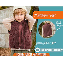 Vest Sewing Pattern for Kids, Teddy Vest Pattern, Kids Pattern, PDF Pattern, Beginner Pattern, Sewing Pattern Toddlers, Kids Vest Pattern