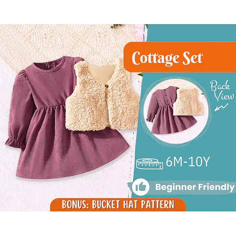 Dress and Vest Pattern for Kids, Vest Pattern, Kids Pattern, PDF Pattern, Beginner Pattern, Sewing Pattern Toddlers, Dress Sewing Pattern