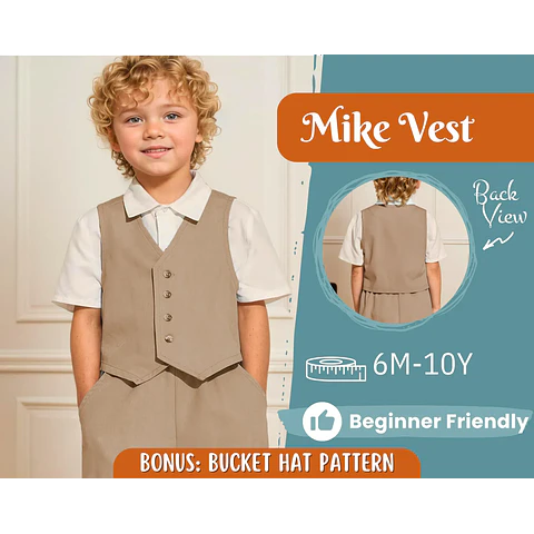 Vest Sewing Pattern for Kids, Kids Vest, Kids Pattern, PDF Pattern, Beginner Pattern, Sewing Pattern Toddlers, Kids Elegant Vest Pattern