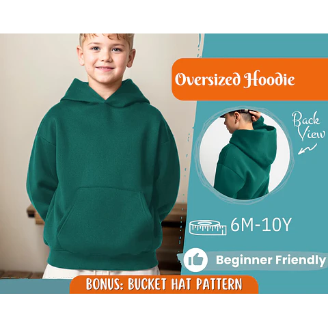 Hoodie Sewing Pattern for Kids, Oversized Hoodie Pattern, Kids Pattern, PDF Pattern, Beginner Pattern, Sewing Pattern Toddlers, PDF Pattern