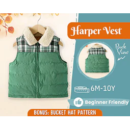 Puffer Vest Sewing Pattern for Kids, Puffer Vest, Kids Pattern, PDF Pattern, Beginner Pattern, Sewing Pattern Toddlers, Kids Jacket Pattern