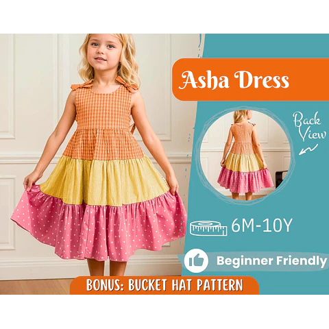 Dress Sewing Pattern for Kids, Dress Pattern, Kids Pattern, Long Dress Pattern, Beginner Pattern, Sewing Pattern Toddlers, PDF Pattern