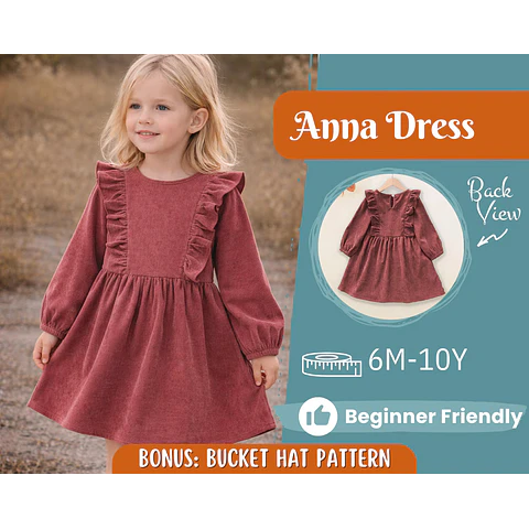 Dress Sewing Pattern for Kids, Dress Pattern, Kids Pattern, Easy PDF Pattern, Beginner Pattern, Sewing Pattern Toddlers, Baby Sewing Pattern