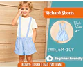 Suspender Shorts Sewing Pattern, Shorts Pattern, Kids Pattern, Sewing Pattern, Beginner Pattern, Sewing Pattern Toddlers, Boy Sewing Pattern