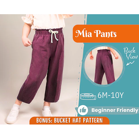 Pants Sewing Pattern for Kids, Elastic Waistband Pants Pattern, Kids Pattern, Baby Sewing Pattern, Beginner Pattern, Sewing Pattern Toddlers