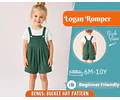 Romper Sewing Pattern for Kids, Romper Pattern, Kids Pattern, Overall Pattern, Beginner Pattern, Sewing Pattern Toddlers, Baby Pattern