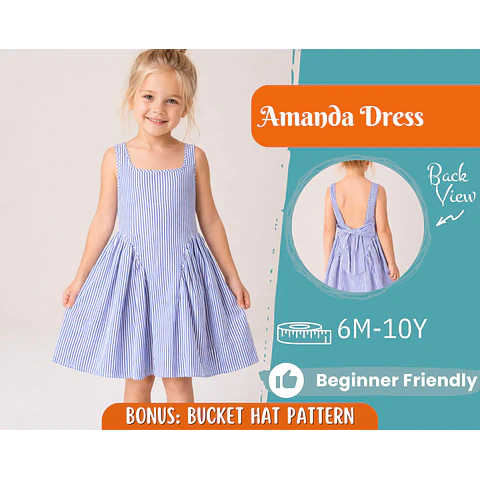 Dress Sewing Pattern for Kids, Dress Pattern, Kids Pattern, Girl Dress Pattern, Beginner Pattern, Sewing Pattern Toddlers, PDF Pattern
