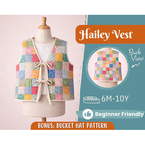 Quilted Vest Sewing Pattern for Kids, Front Lace Vest, Kids Pattern, PDF Pattern, Beginner Pattern, Sewing Pattern Toddlers, Quilted Pattern