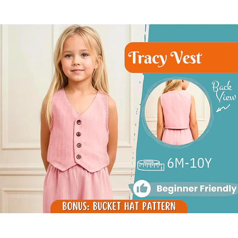 Vest Sewing Pattern for Kids, Kids Vest, Kids Pattern, PDF Pattern, Beginner Pattern, Sewing Pattern Toddlers, Kids Elegant Vest Pattern