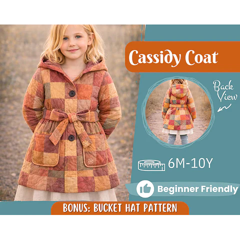Coat Sewing Pattern for Kids, Girl Coat Pattern, Kids Pattern, PDF Pattern, Beginner Pattern, Sewing Pattern Toddlers, Quilted Coat Pattern