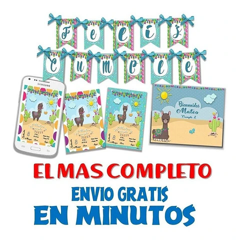 Kit Imprimible Candy Bar Llama Llamita Alpaca Cactus Full