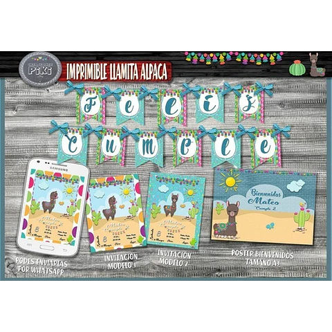 Kit Imprimible Candy Bar Llama Llamita Alpaca Cactus Full
