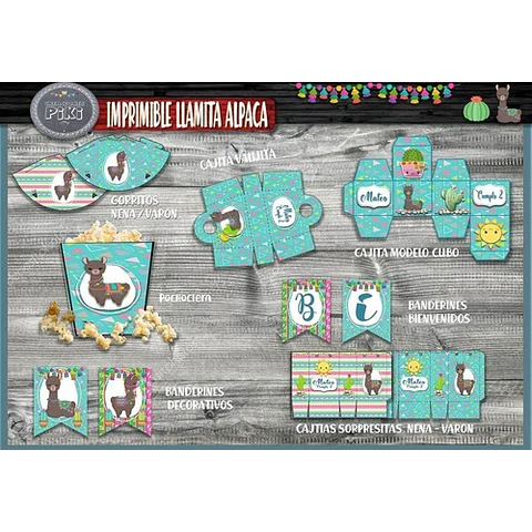 Kit Imprimible Candy Bar Llama Llamita Alpaca Cactus Full