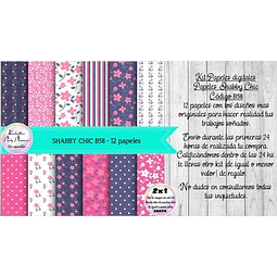 Papeles Digitales Shabby Chic Rosa Y Violeta B58