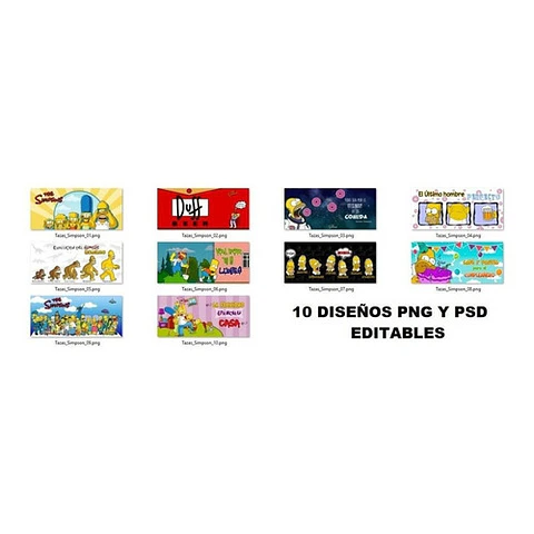 Plantillas Sublimación Tazas - Los Simpsons / 40 Diseños