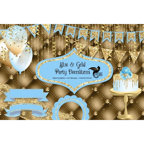 Papeles Cliparts Imagenes Png Cumple Globos Celestes Dorados