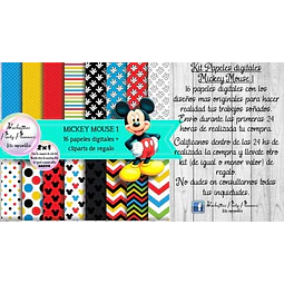 Papeles Fondos Digitales Mickey Mouse 1 Kit Imprimible
