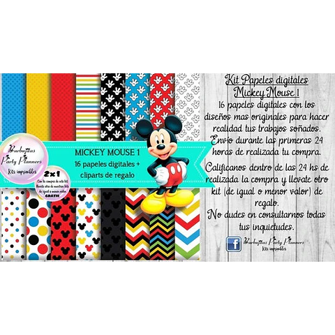 Papeles Fondos Digitales Mickey Mouse 1 Kit Imprimible