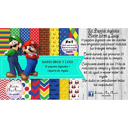 Papeles Fondos Digitales Mario Bros Y Luigi Kit Imprimible