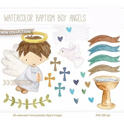 Kit Imprimible  Bautismo 9 - 30 Imágenes Png