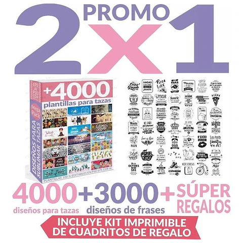2x1 4000 Plantillas Sublimar Tazas + 3000 Vectores De Frases