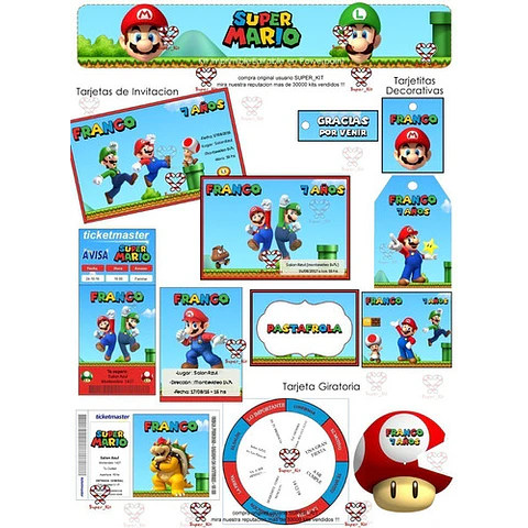 Kit Imprimible Super Mario Bros Editable