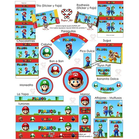 Kit Imprimible Super Mario Bros Editable