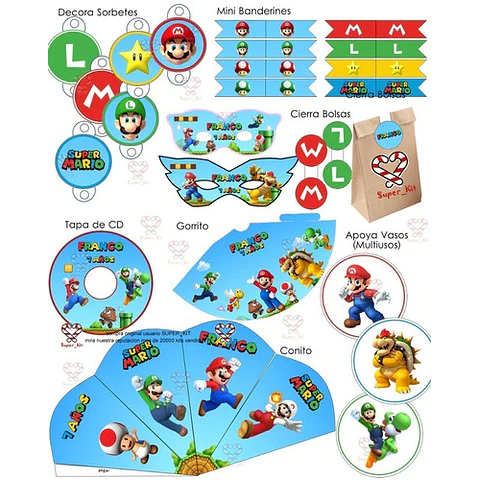 Kit Imprimible Super Mario Bros Editable