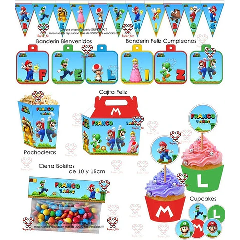 Kit Imprimible Super Mario Bros Editable