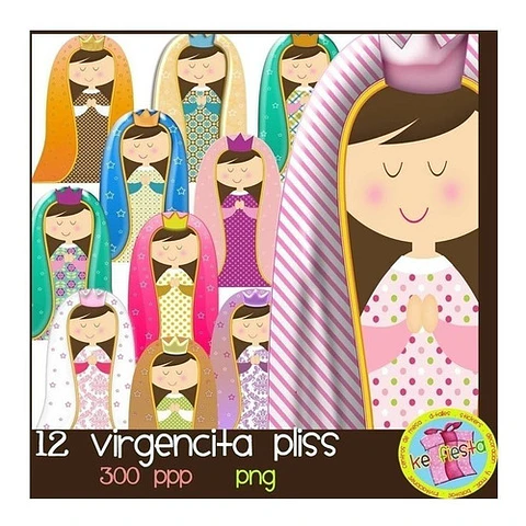 Kit Imprimible Virgencitas Porfi 1 - 12 Cliparts